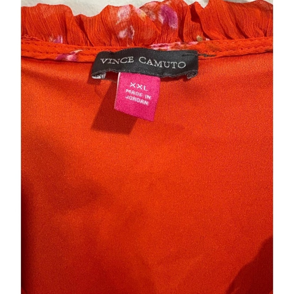 Vince Camuto Womens‎ XXL Orange Floral Tiered Chiffon Mini Dress C3422900 - Picture 5 of 9